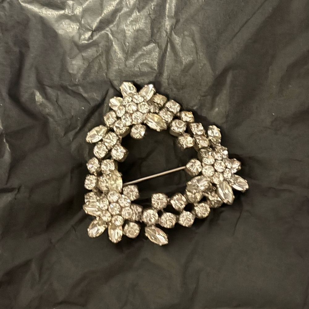 Gustave Sherman MCM vintage rhinestone Brooch made with Swarovski crystals EUC